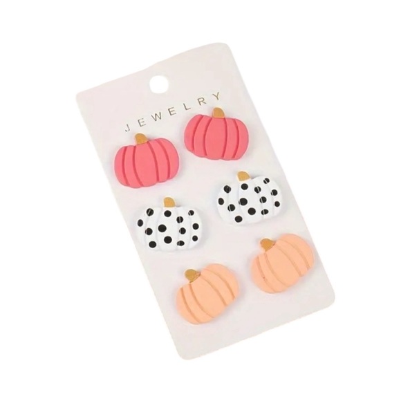 Pumpkin Stud Earrings ~ Set of 3 - Picture 1 of 3